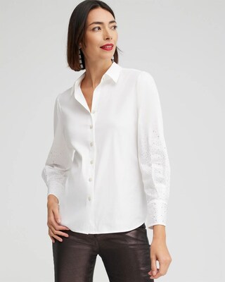 Poplin Embellished Sleeve Shirt