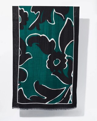 Green Print Oblong Scarf