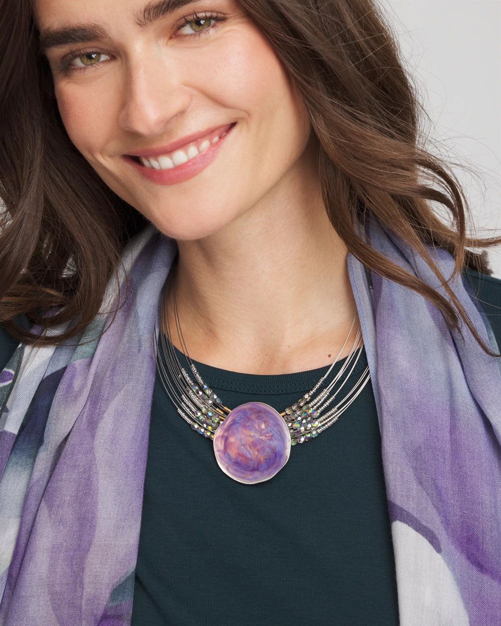 Purple Pendant Wire Necklace