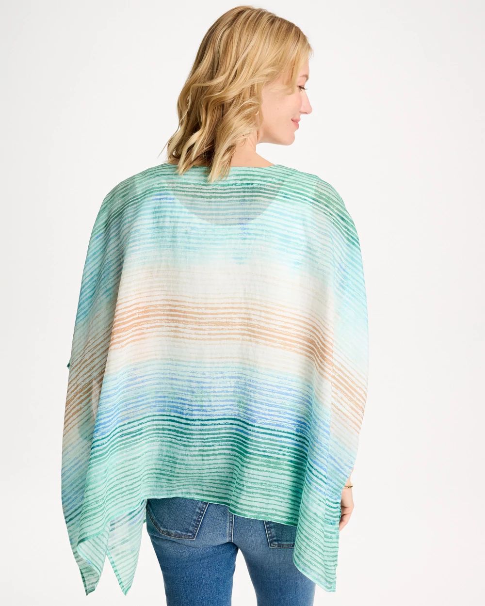 Ombre Coastal Printed Poncho click to view larger image.