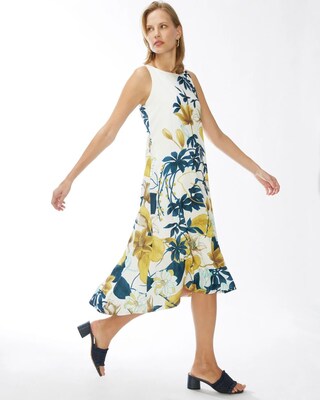 Tie-Back Floral Trapeze Dress