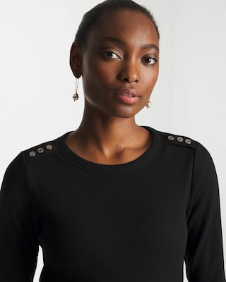 Ribbed Button Crewneck Tee click to view larger image.