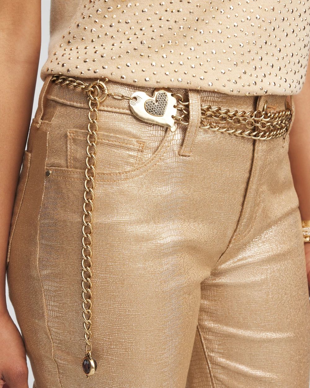 Embellished Heart Chain Belt