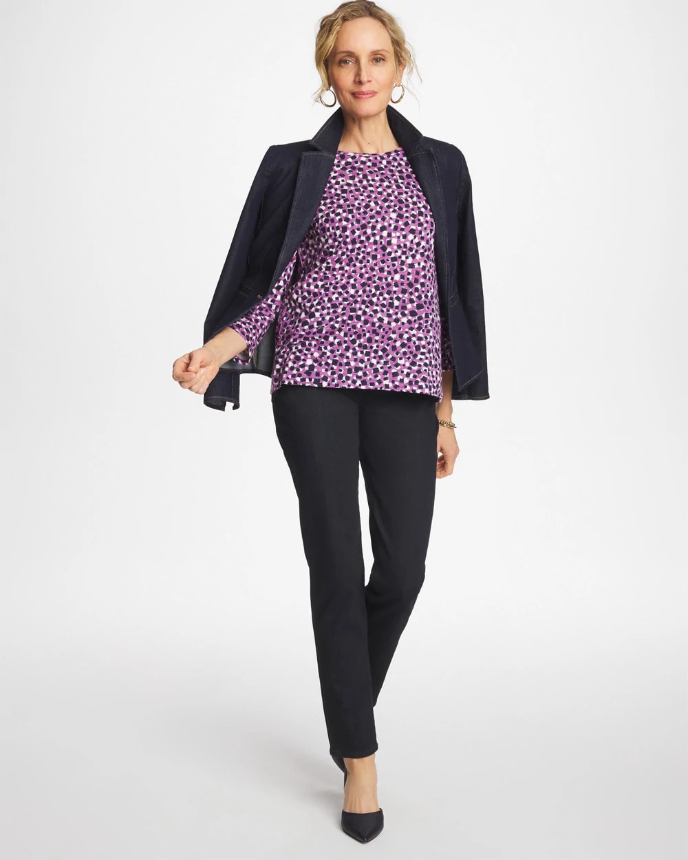 Printed Slub Button Detail Tee