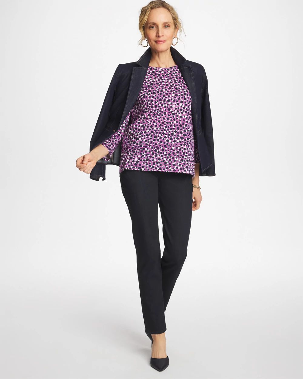 Printed Slub Button Detail Tee