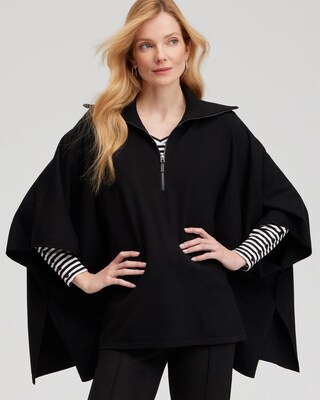 Zip Collar Sweater Poncho
