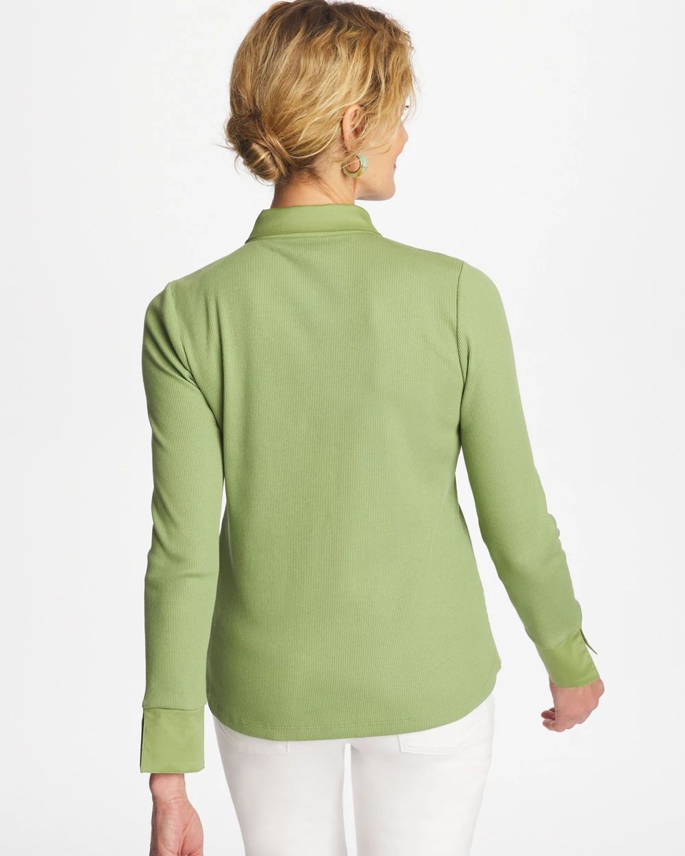 Knit Woven Mix Rib Henley