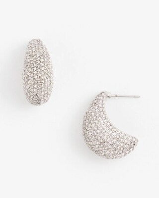 Silver Tone Pavé Huggie Earrings