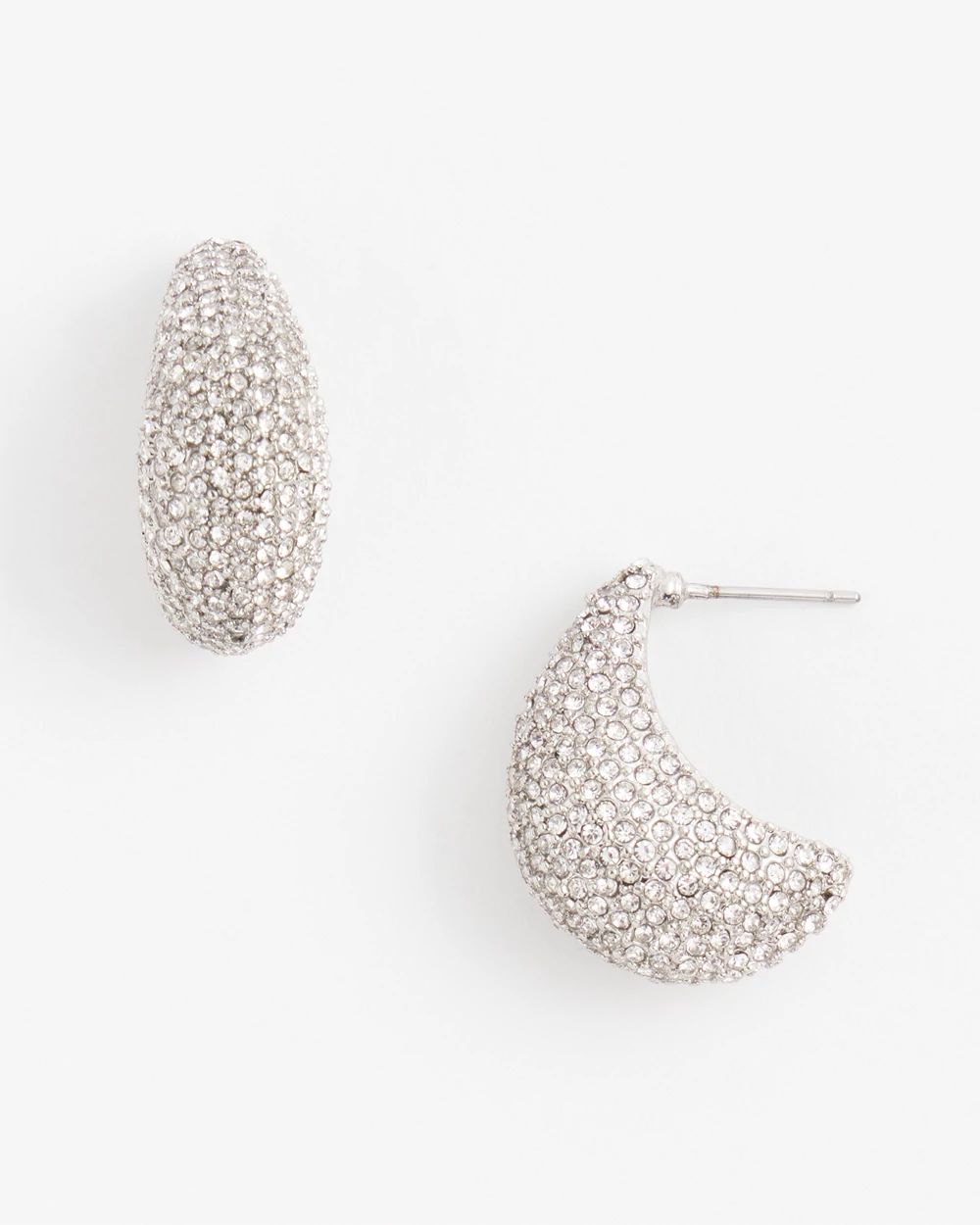 Silver Tone Pavé Huggie Earrings