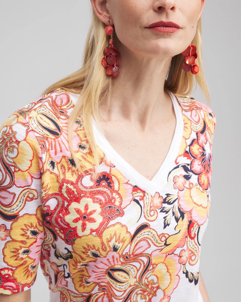 Floral Elbow Sleeve A-line Tee