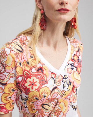 Floral Elbow Sleeve A-line Tee