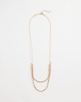Double-Strand Gold Tone Disc Necklace click to view larger image.