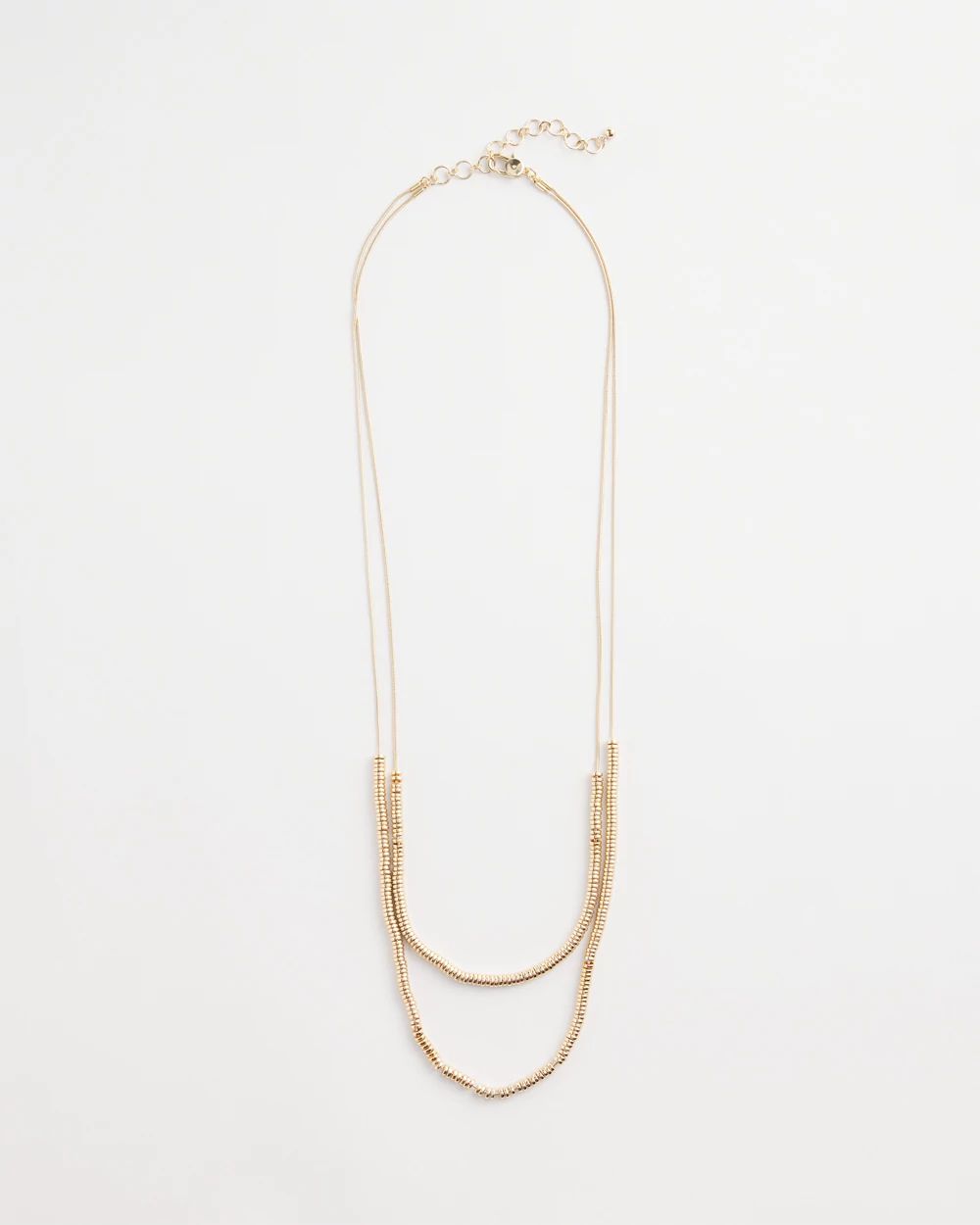 Double-Strand Gold Tone Disc Necklace