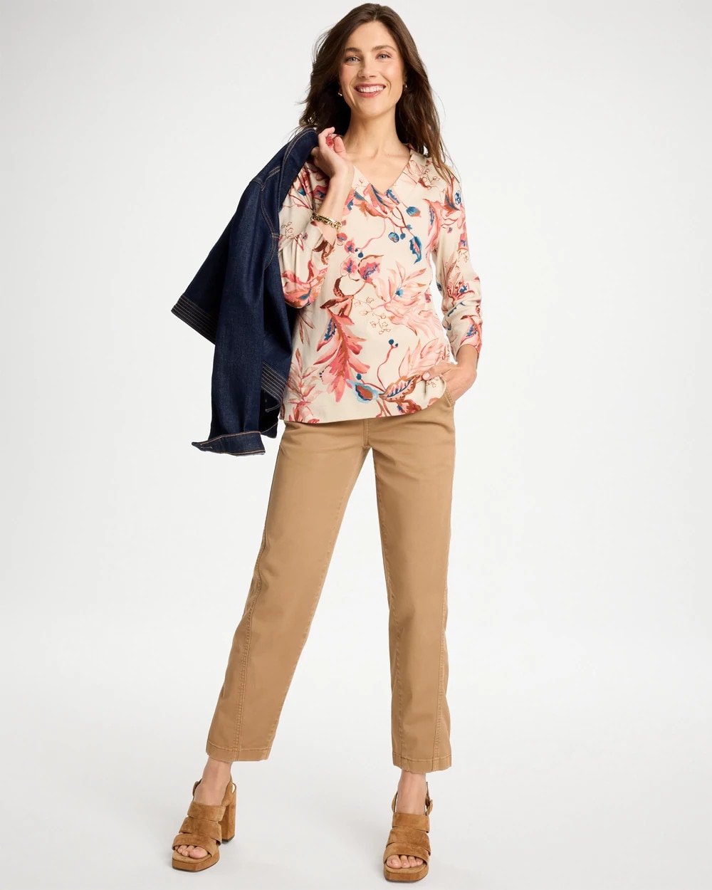 Printed Pima Cotton 3/4 Sleeve Tee