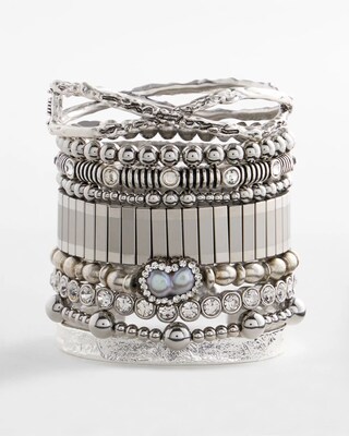 Silvertone Freshwater Pearl Stretch Bracelet click to view larger image.