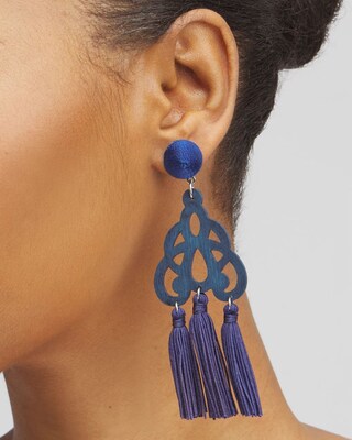 No Droop™ Navy Fringe Earrings