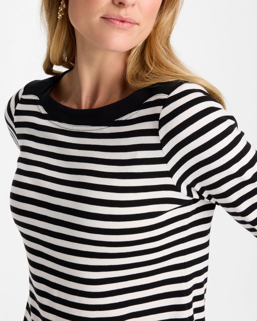Striped Pima Cotton Boatneck Tee click to view larger image.