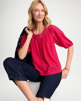 Textured Jacquard Peasant Tee click to view larger image.