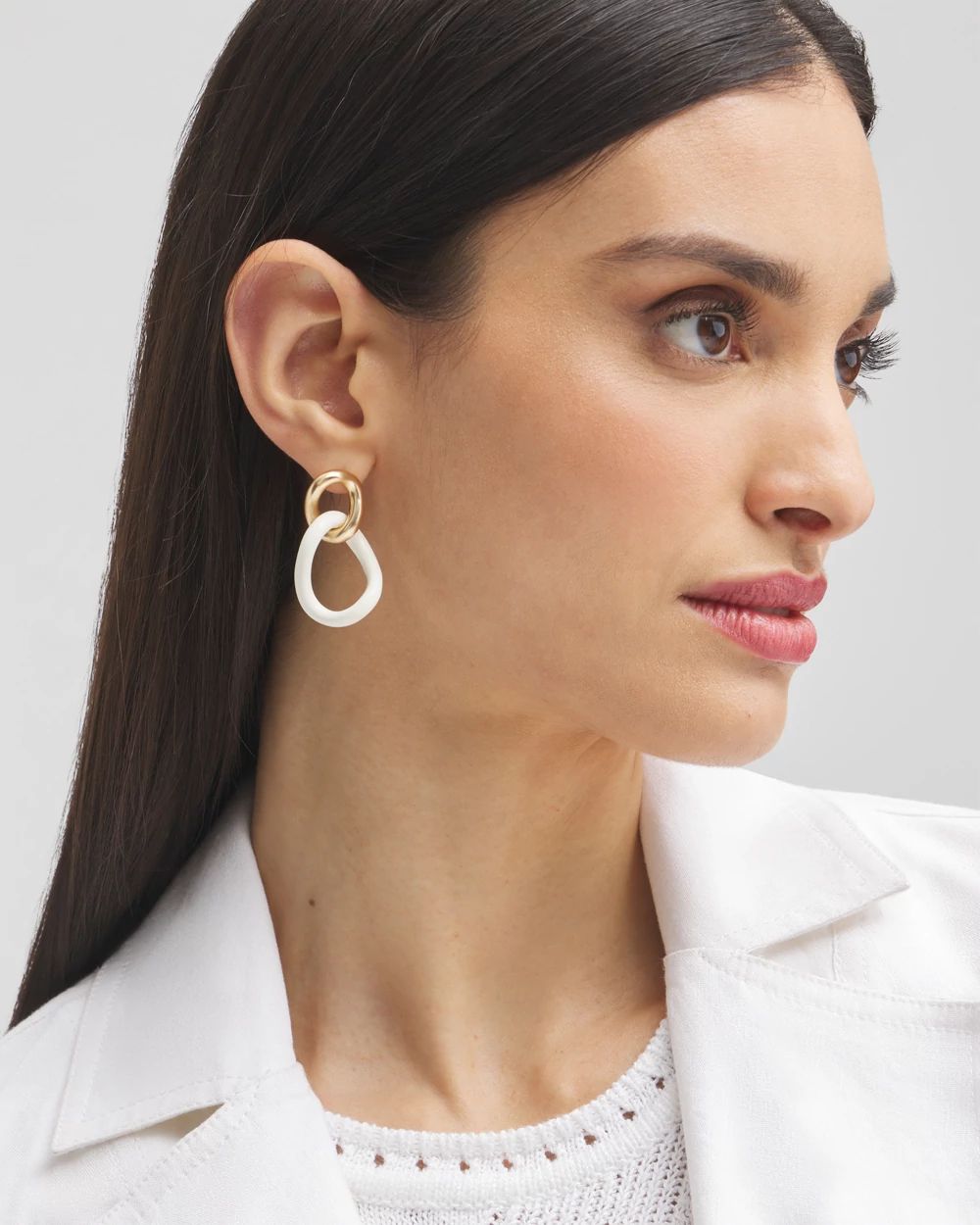 No Droop™ White Links Earrings