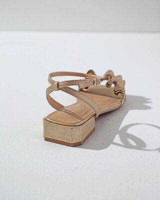Gold Ruffle Suede Sandals