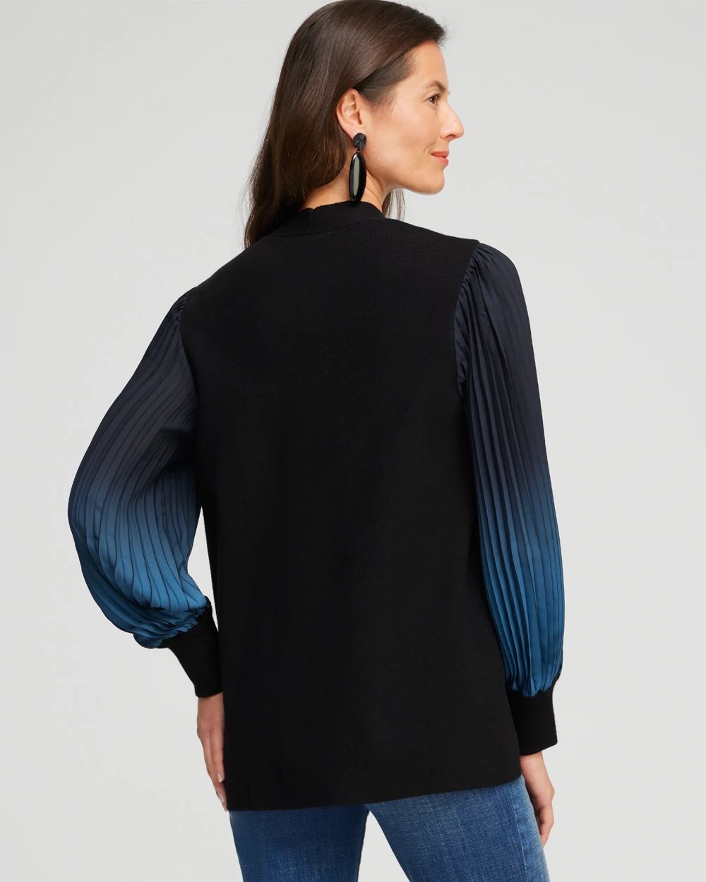 Cashmere Blend Pleated Cardigan