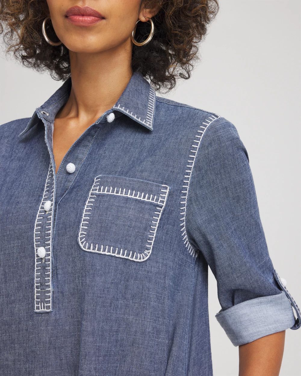 Hemp-Denim Knee Length Dress