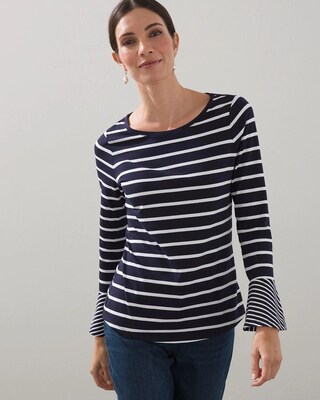 Touch of Cool Stripe Flutter Sleeve Tee