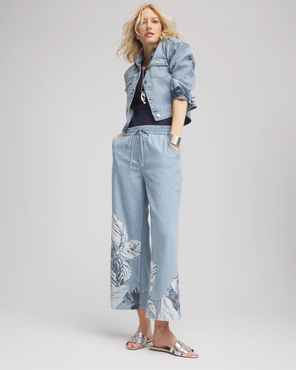 Lightweight Drawstring Cropped Denim