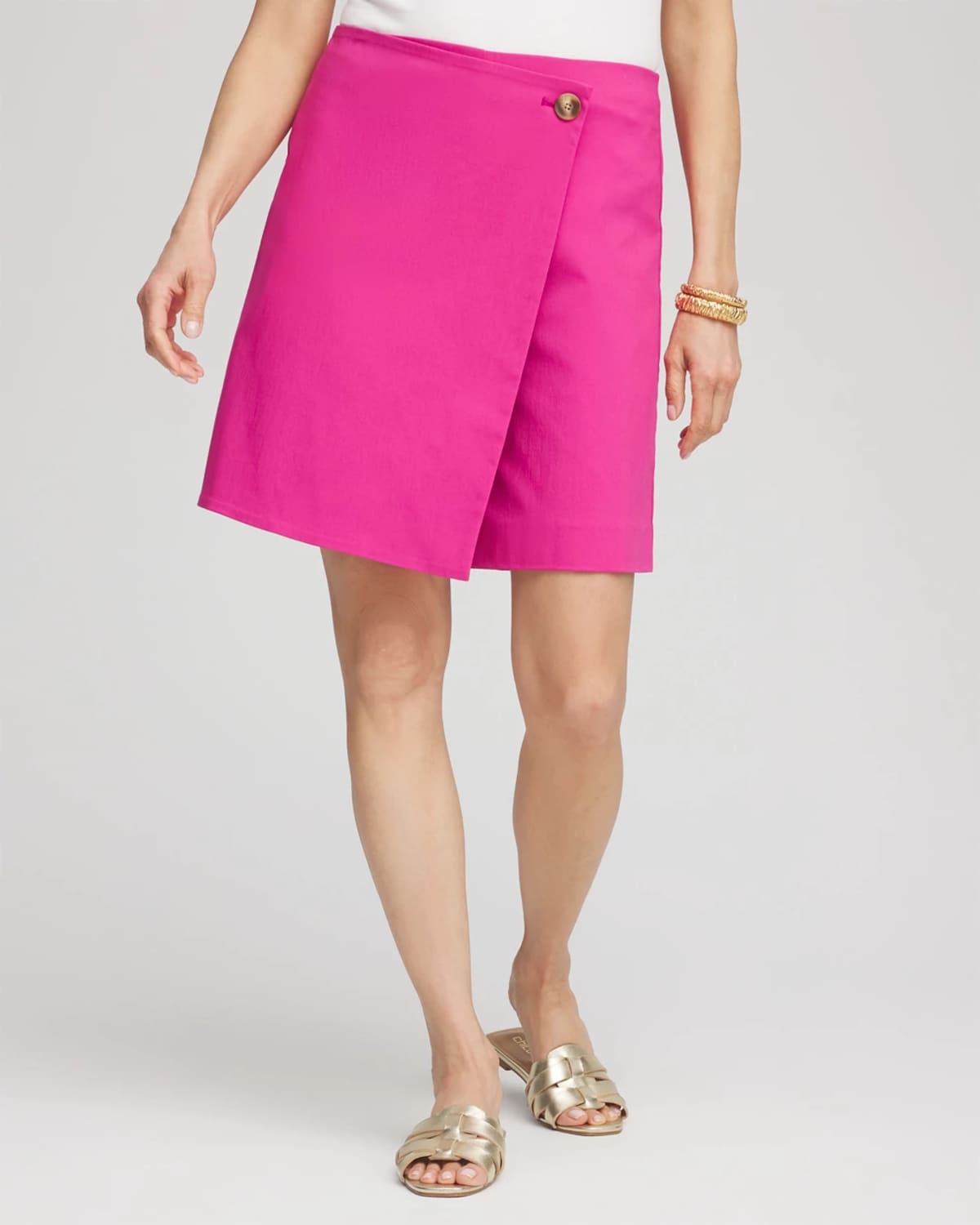 Chico's Brigitte Pull-on Asymmetrical Wrap Skirt In Pink