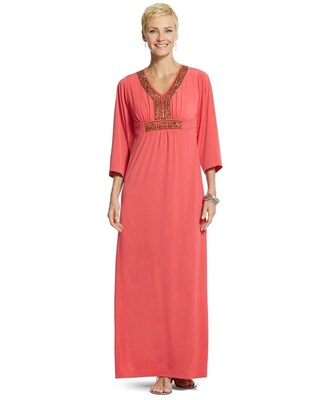 Embellished Neck Caftan Dress