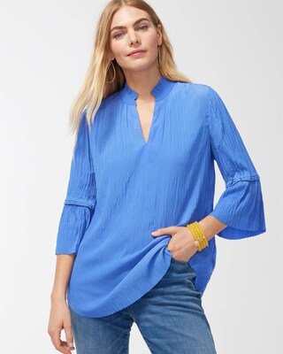 Pleated Flare Sleeve Blouse