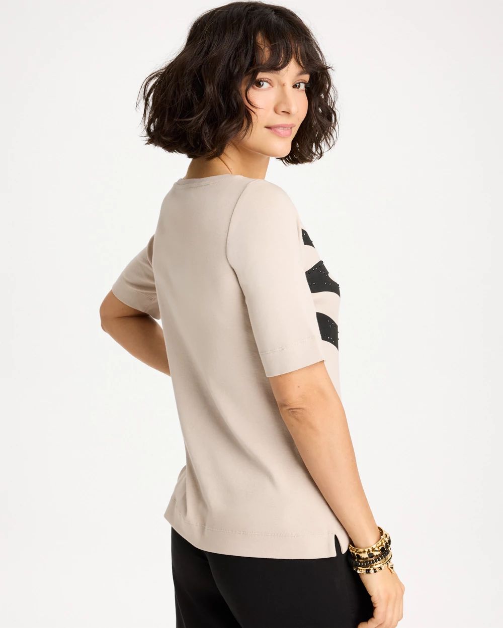 Zebra Pima Elbow Sleeve Tee click to view larger image.