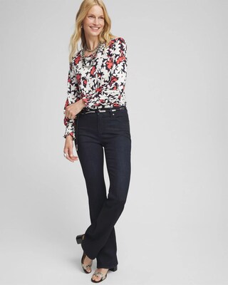 Floral Smocked Cuff Tee