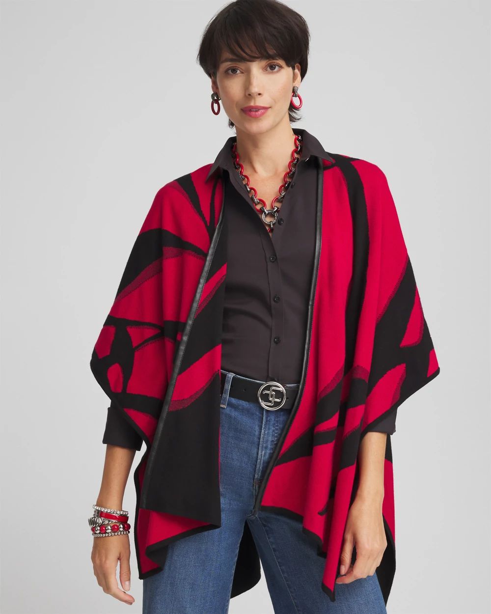 Reversible Graphic Jacquard Ruana