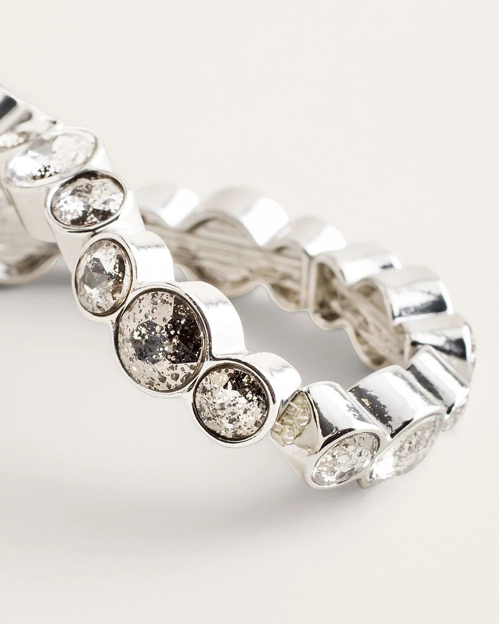 Silvertone Pave Stretch Bracelet