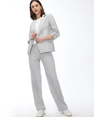 Linen-Blend Striped Blazer