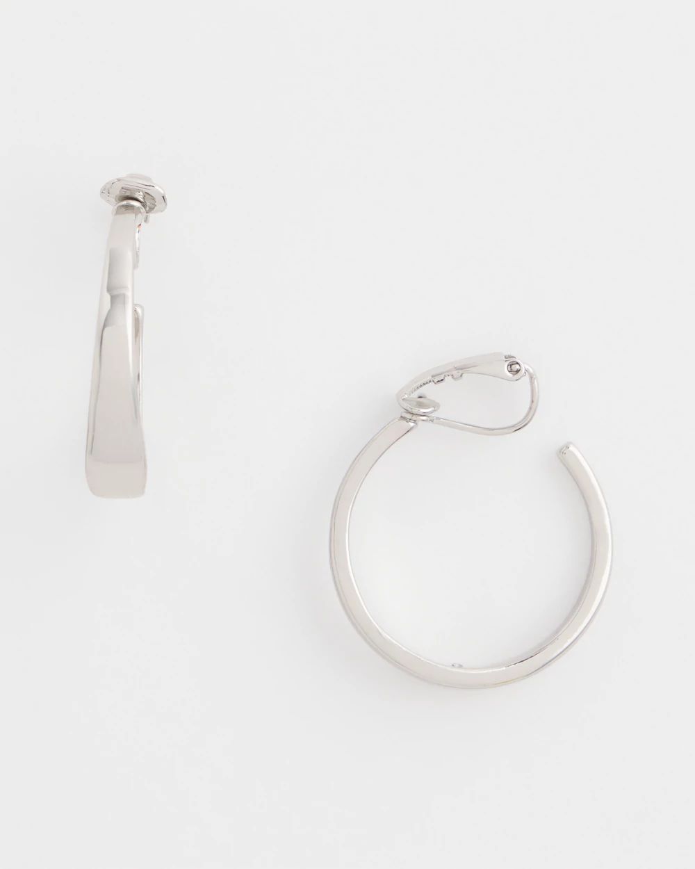 No Droop™ Silver Hoop Clip-On Earrings