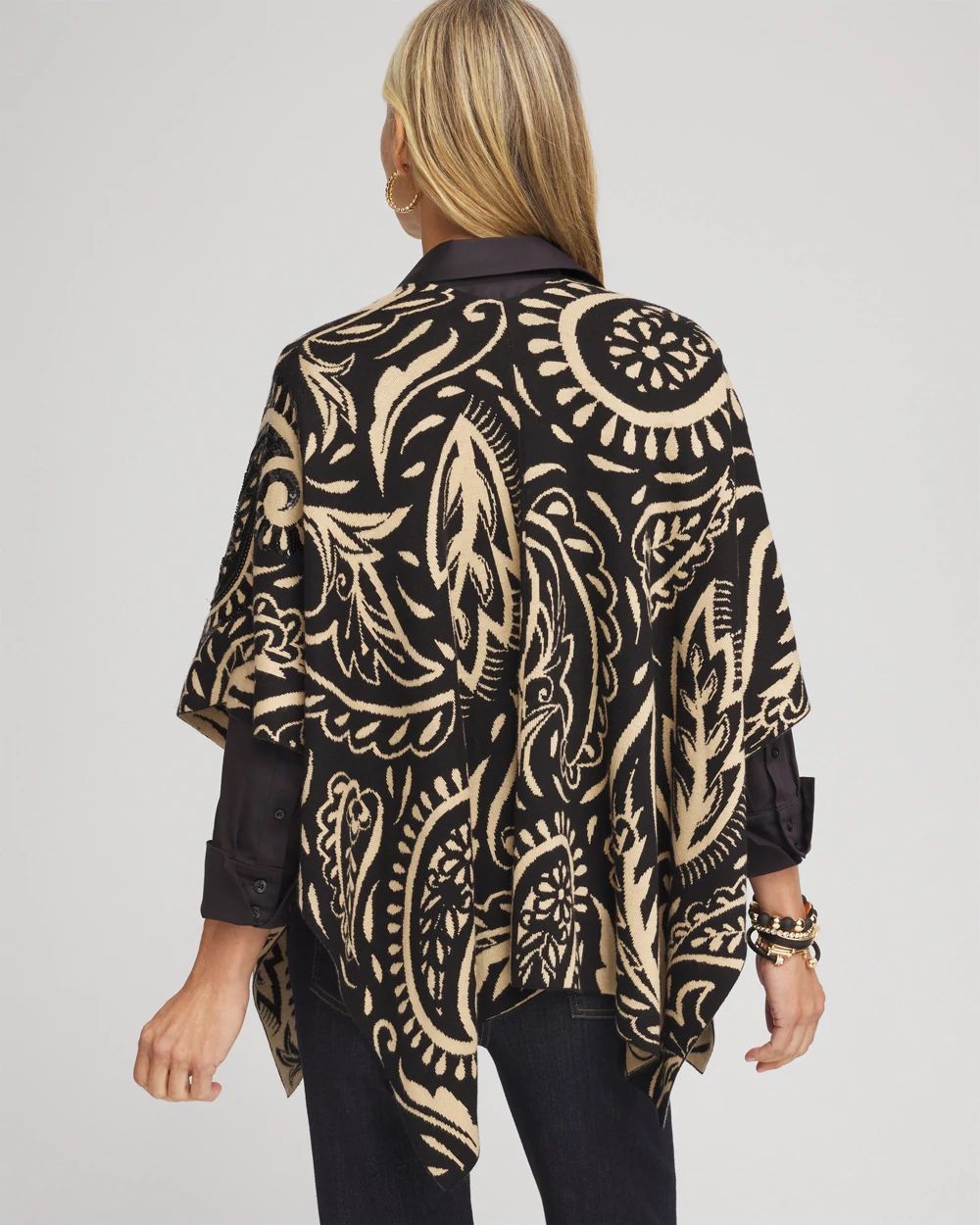 Embellished Paisley Sweater Ruana