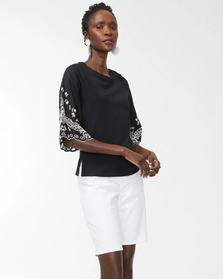 Embellished Eyelet Sleeve Tee