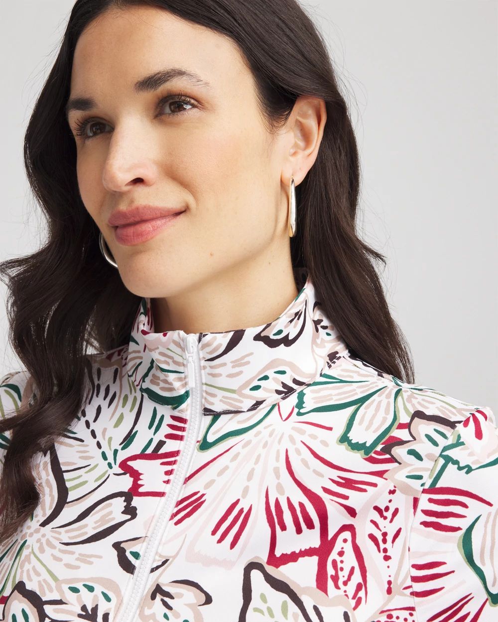 Zenergy® UPF Knit Mockneck Floral Golf Top
