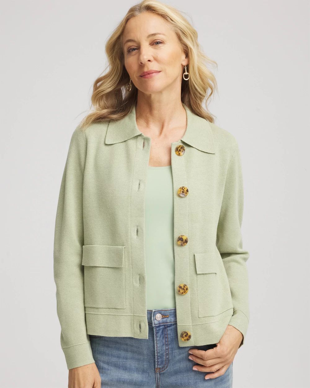 Button-Front Cardigan Jacket