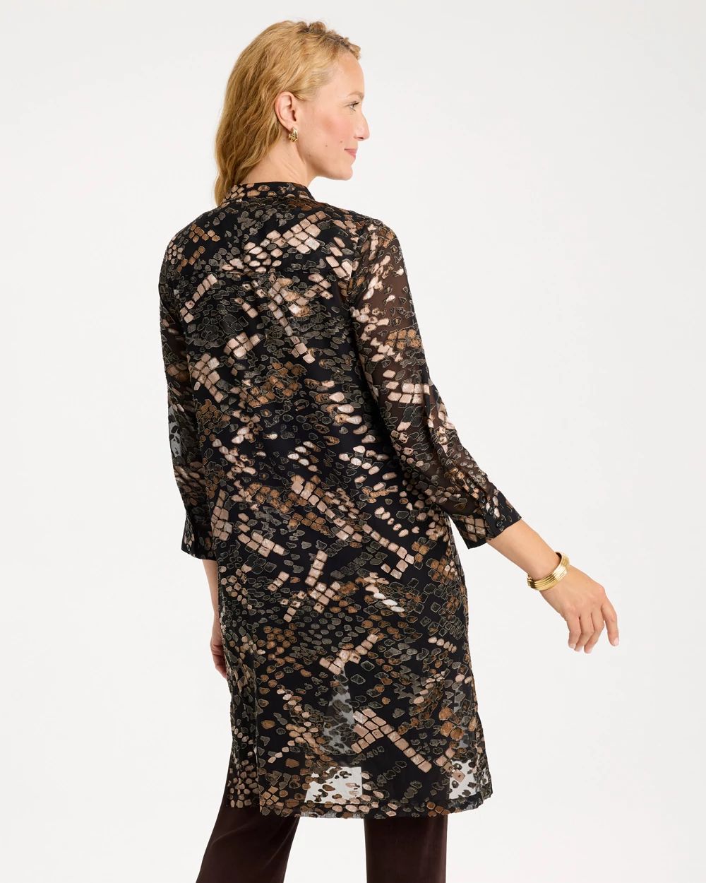 Travelers™ Snakeskin Burnout Shacket click to view larger image.