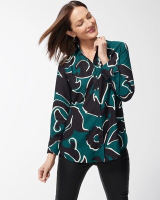 No Iron Stretch Scroll Print Shirt