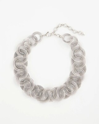 Silvertone Concentric Circles Statement Necklace