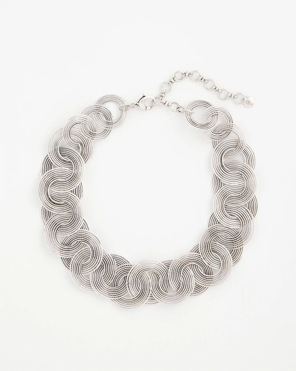 Silvertone Concentric Circles Statement Necklace