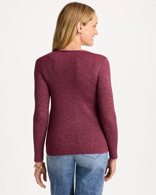 Ribbed V-Neck Pullover Sweater click to view larger image.