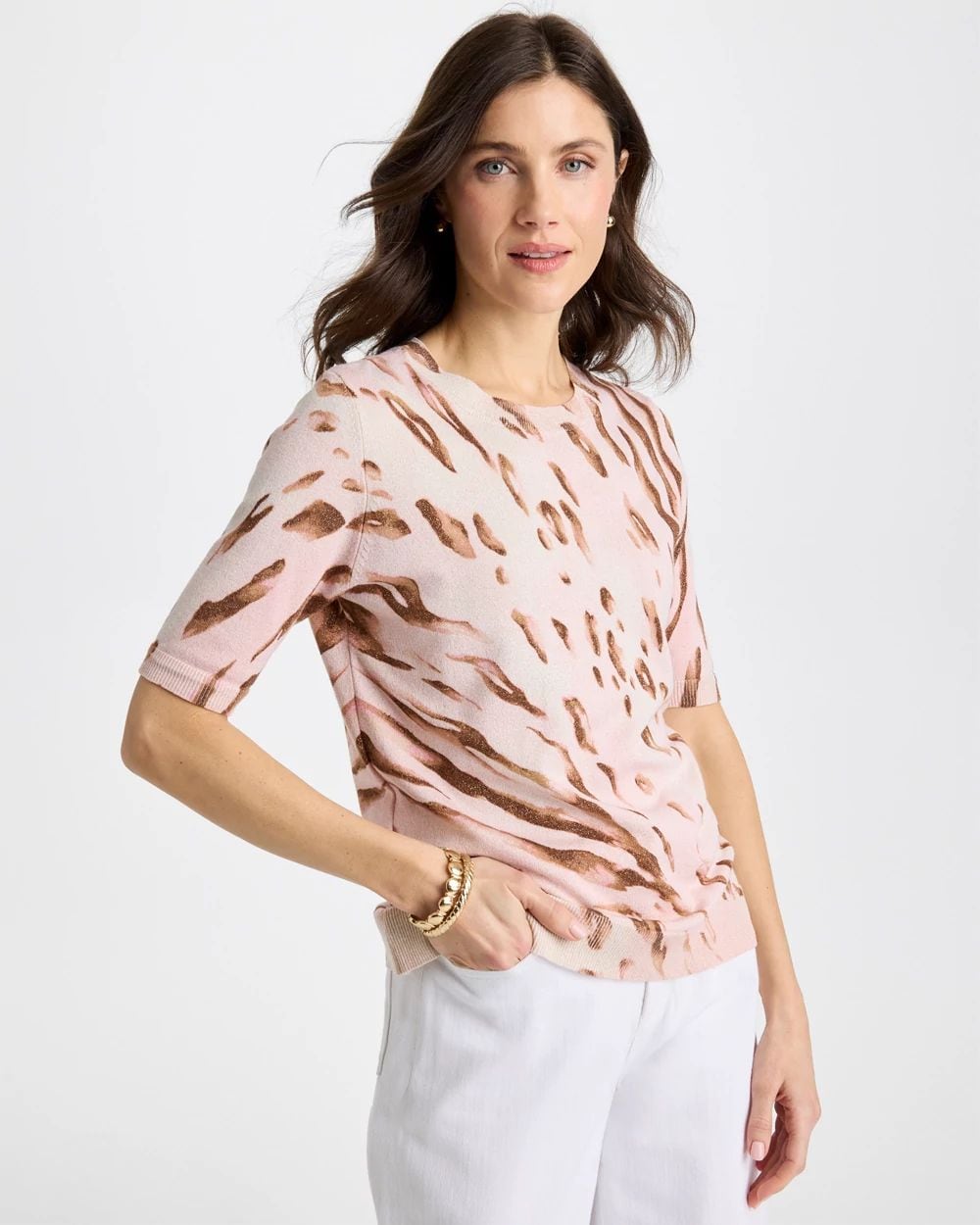 Ella Crewneck Printed Pullover Sweater