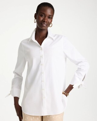 No Iron™ Stretch Poplin Tie-Cuff Shirt