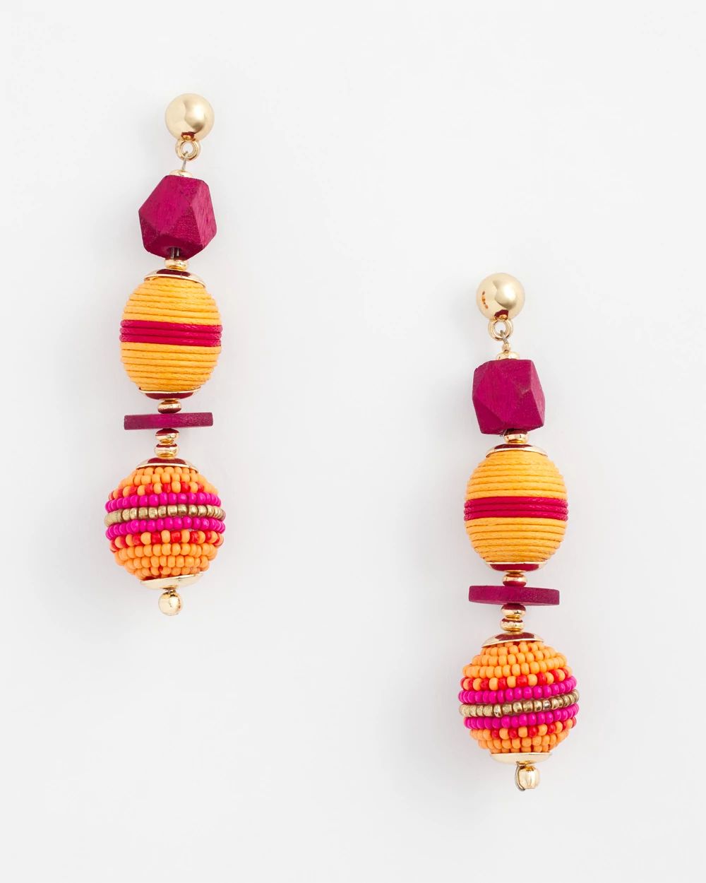 Thread Wrapped Mango Wood Earrings