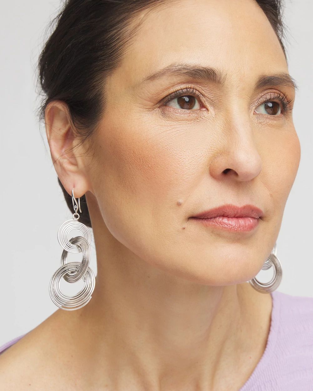 No Droop® Silvertone Concentric Circles Earrings